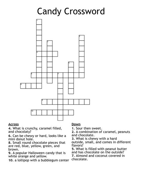  The Crossword Solver found 30 answers to "fruit flavored candy", 3 letters crossword clue. The Crossword Solver finds answers to classic crosswords and cryptic crossword puzzles. Enter the length or pattern for better results. Click the answer to find similar crossword clues . Enter a Crossword Clue. 